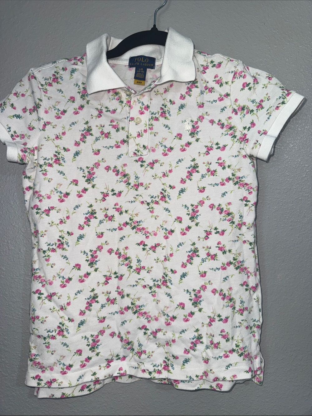 Polo by Ralph Lauren White Floral Girls Polo Shirt